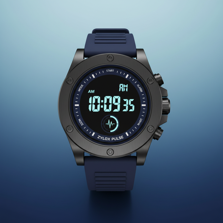 LED Digital Watch Dark Blue - Zylox Pulse