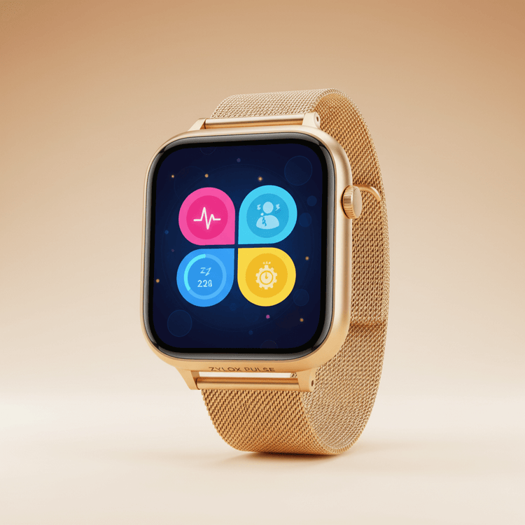 LIGE Smart Watch Mesh Belt Gold - Zylox Pulse