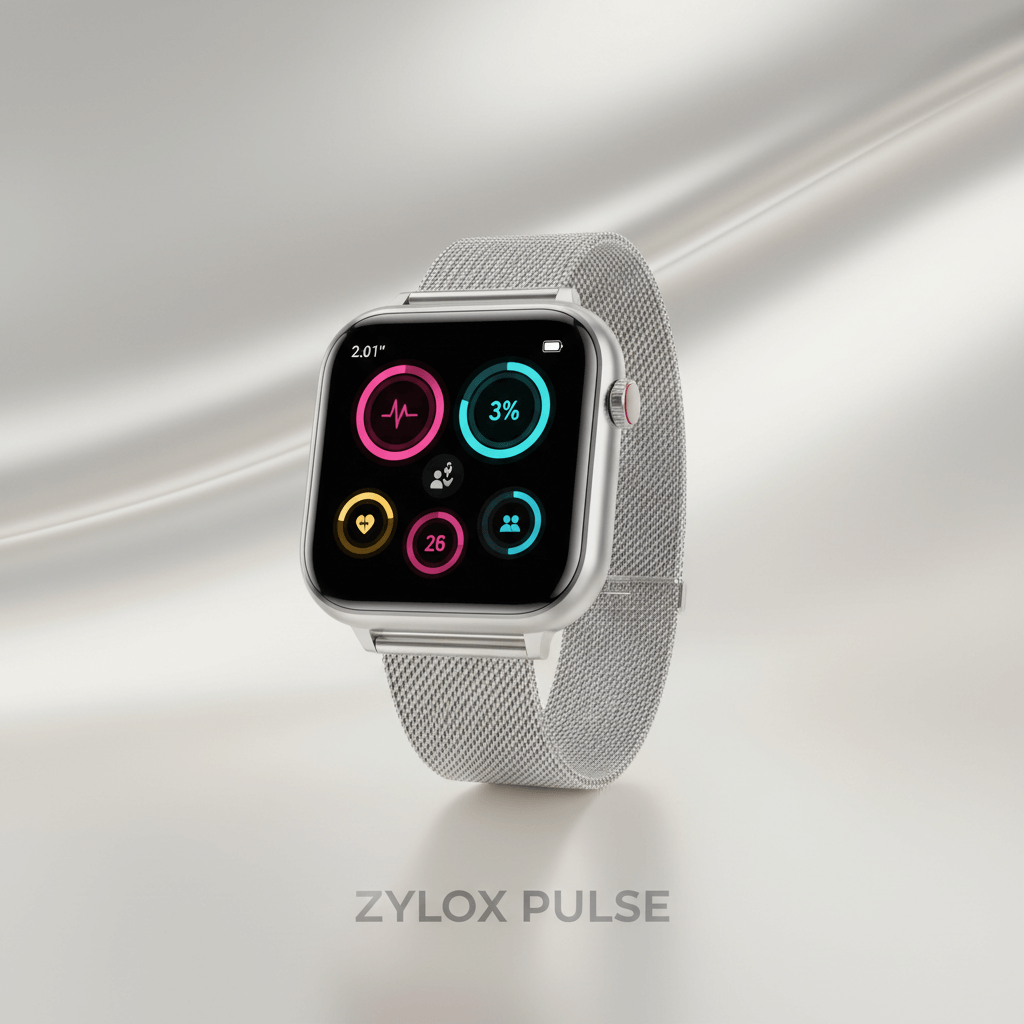 LIGE Smart Watch Mesh Belt Silver - Zylox Pulse