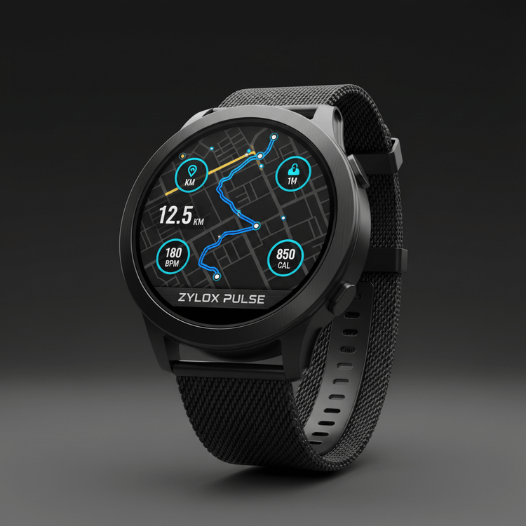 Men AMOLED Watch Mesh Belt Black - Zylox Pulse