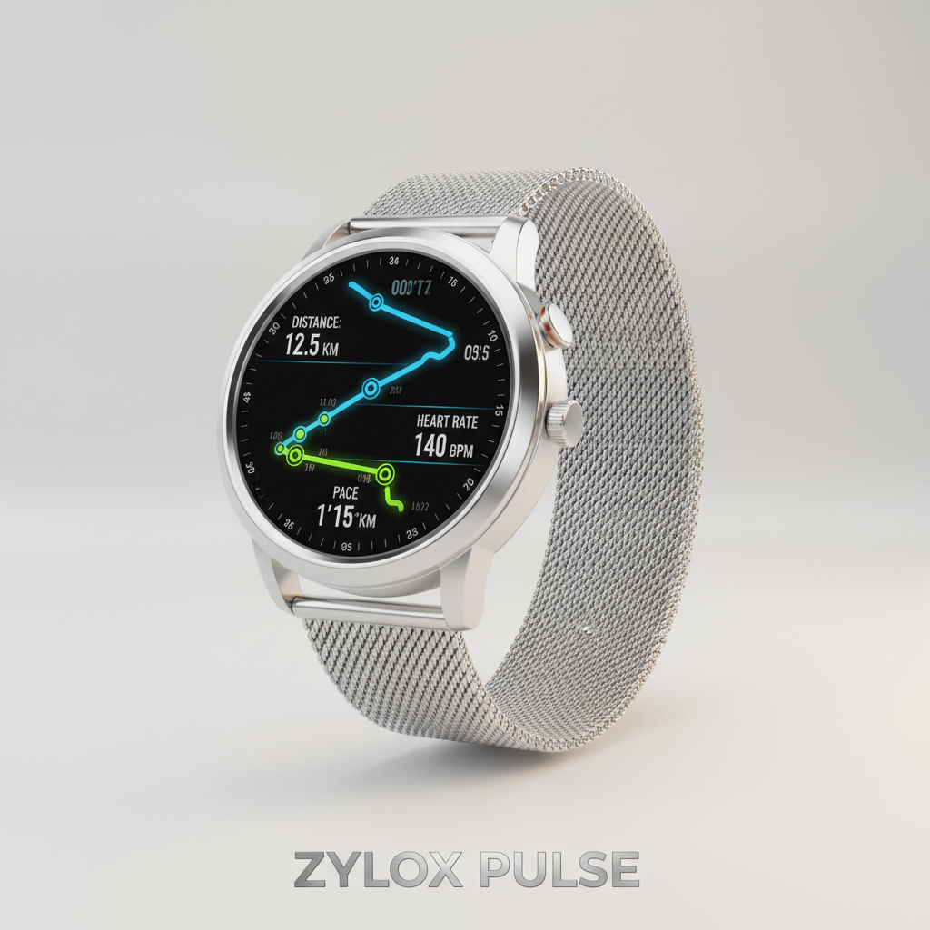 Men AMOLED Watch Mesh Belt Silvery - Zylox Pulse