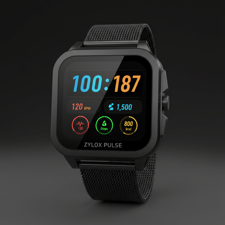 Men Smart Watch Black Mesh - Zylox Pulse