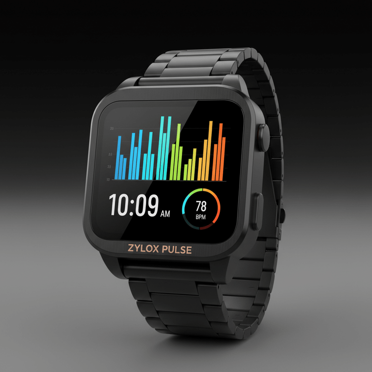 Men Smart Watch Black Steel - Zylox Pulse